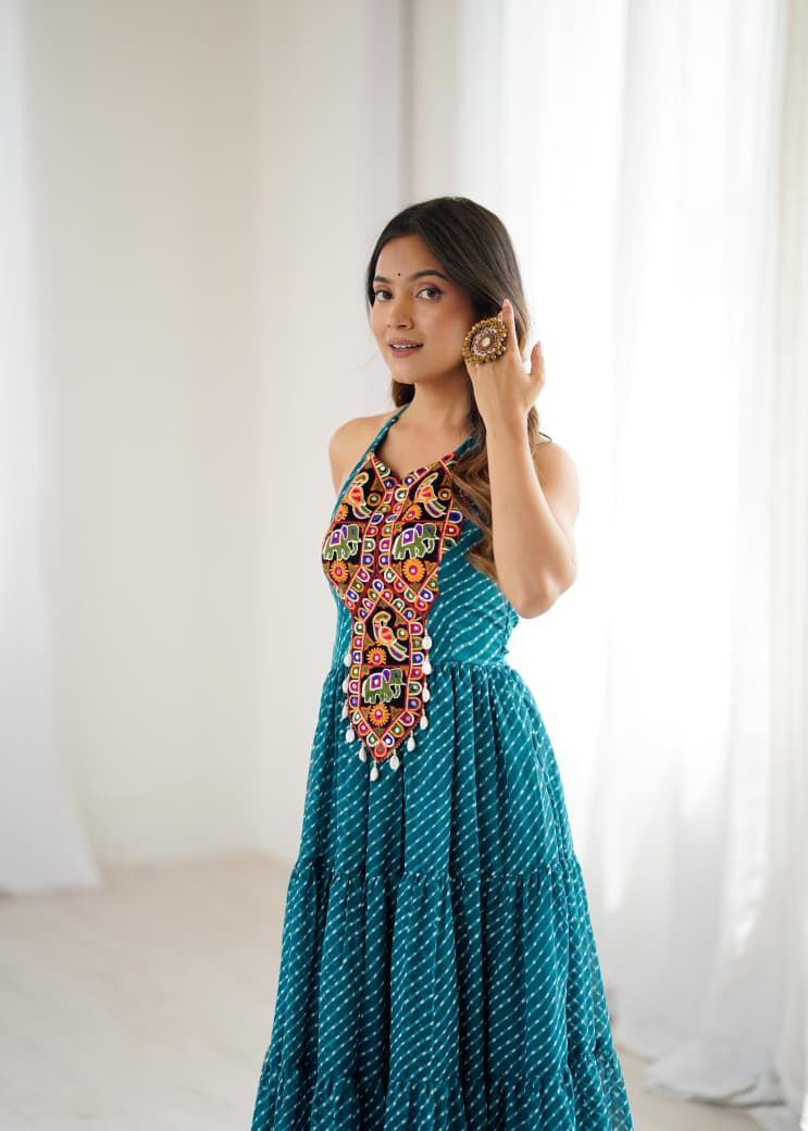 Teal Green Anarkali Gown Roohri