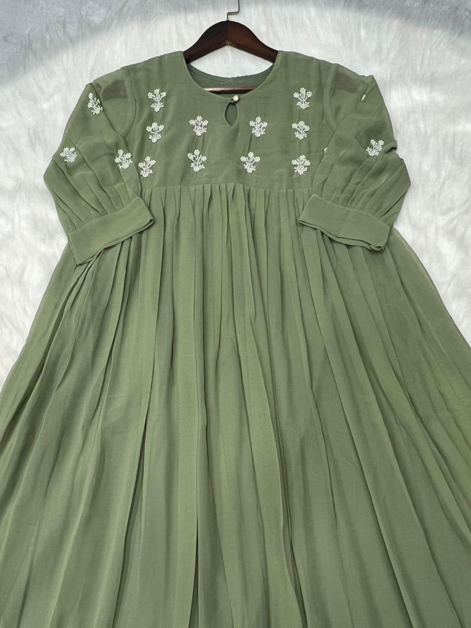 Green Anarkali Gown Roohri