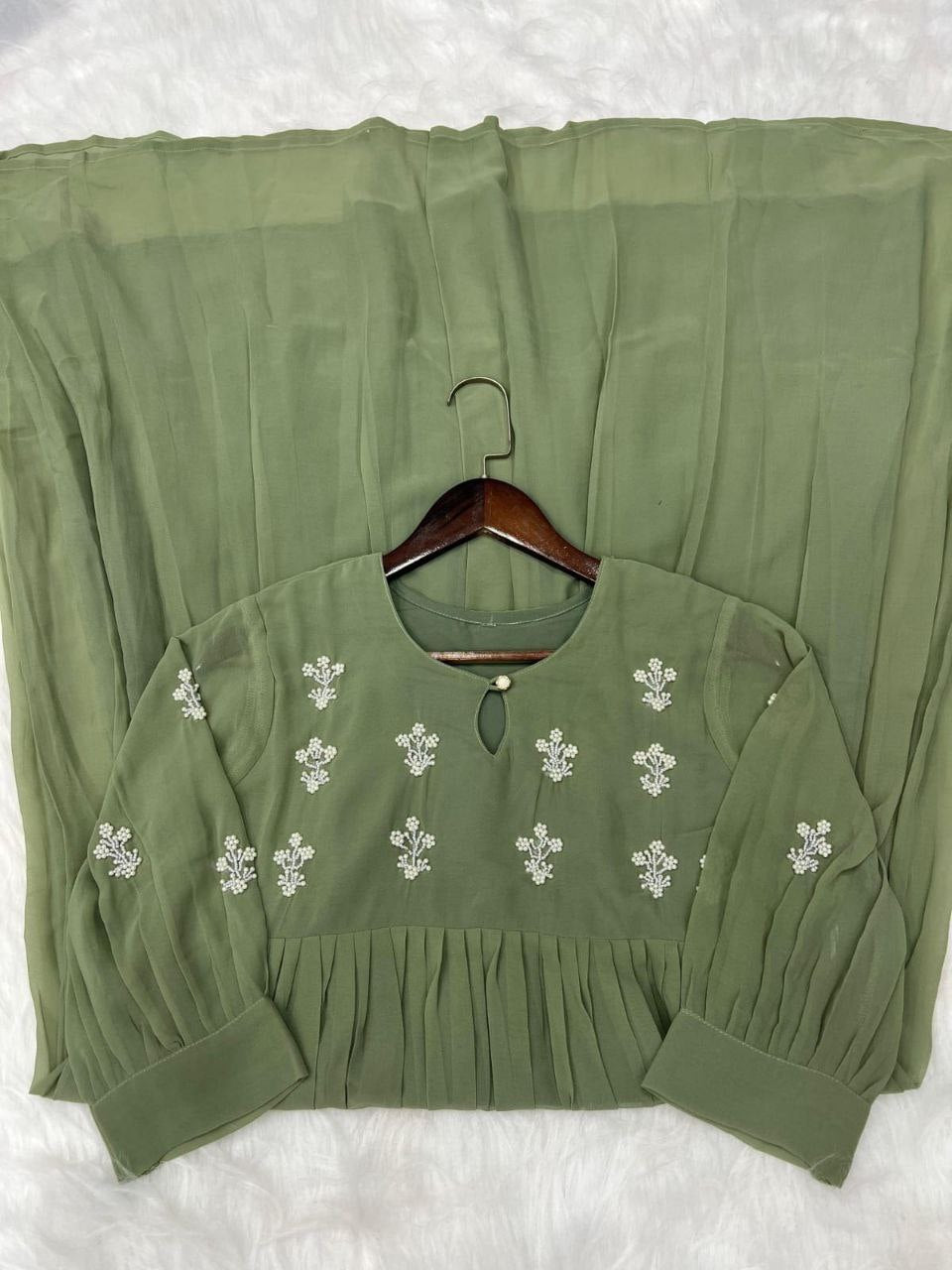 Green Anarkali Gown Roohri