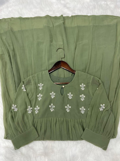 Green Anarkali Gown Roohri