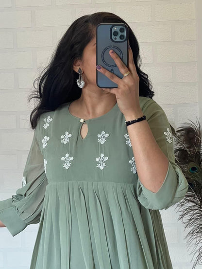 Green Anarkali Gown Roohri