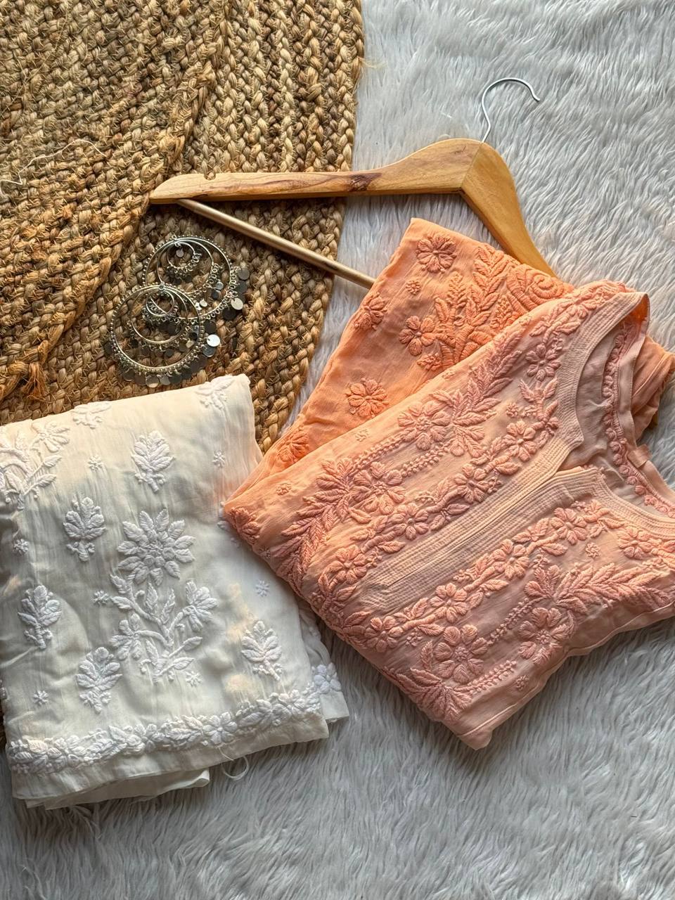 Viscose Chikankari Kurti Set Roohri