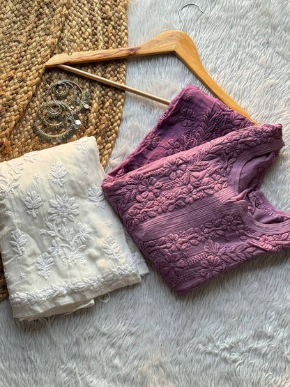 Viscose Chikankari Kurti Set Roohri