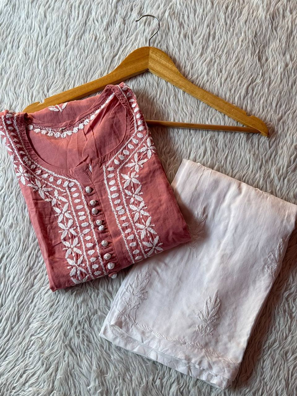 Modal Chikankari Kurti Set Roohri