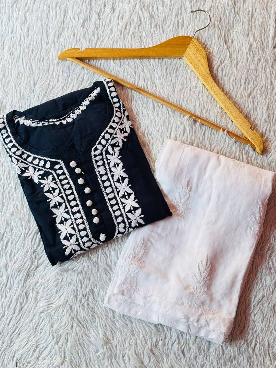 Modal Chikankari Kurti Set Roohri