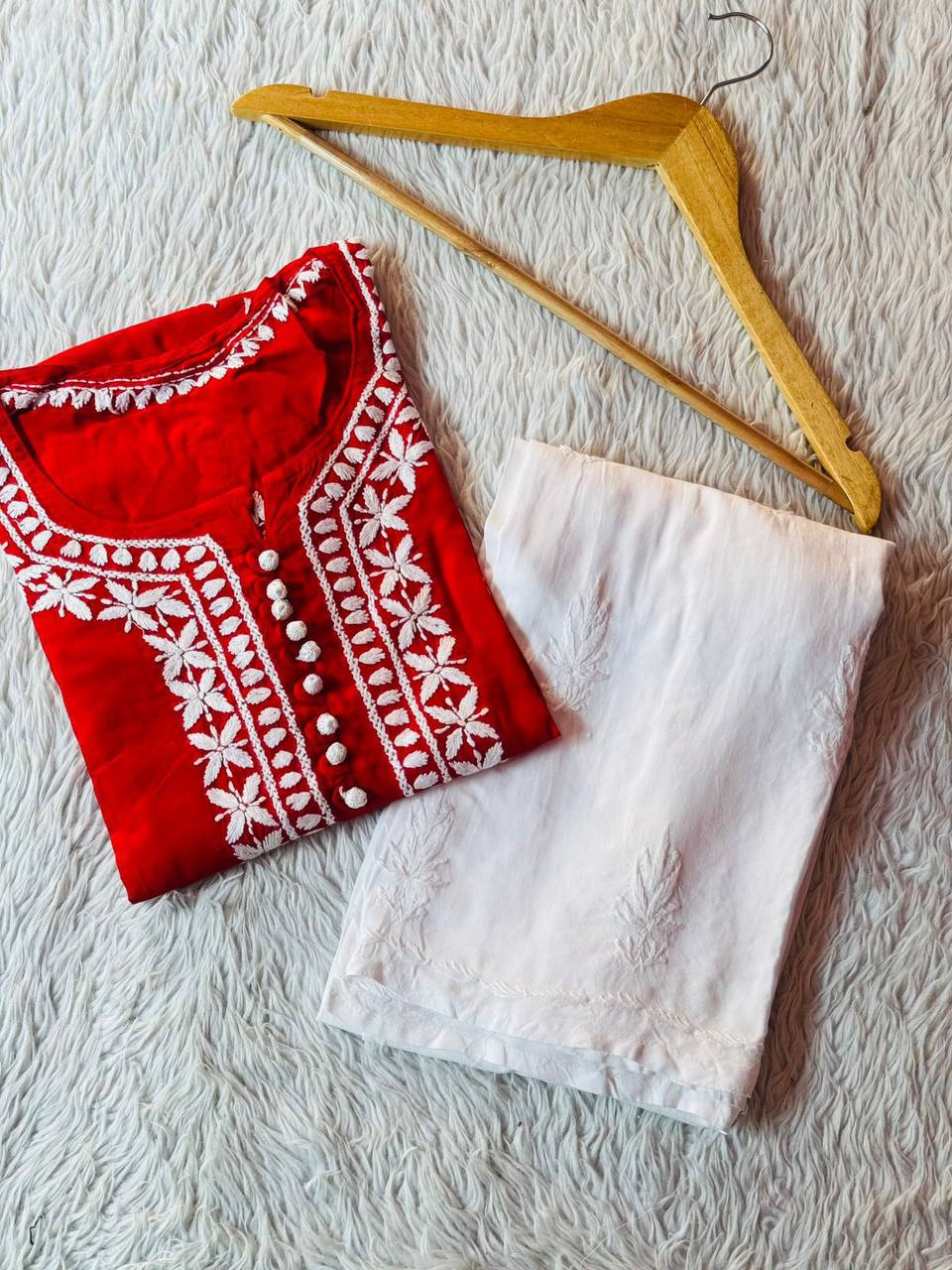 Modal Chikankari Kurti Set Roohri