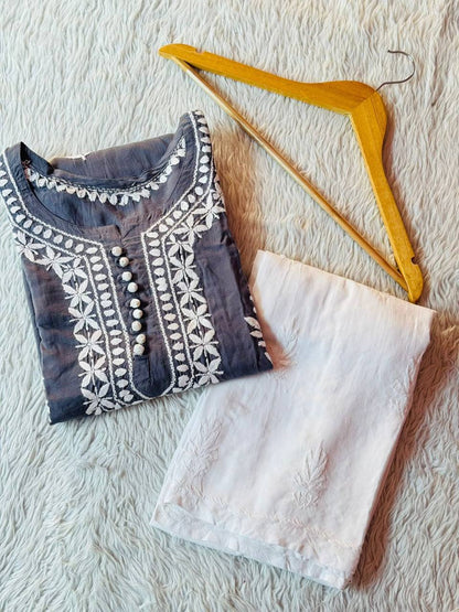Modal Chikankari Kurti Set Roohri