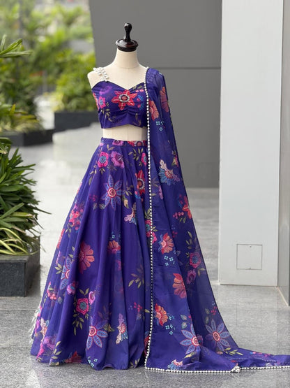 Blue Lehenga Choli Set Roohri
