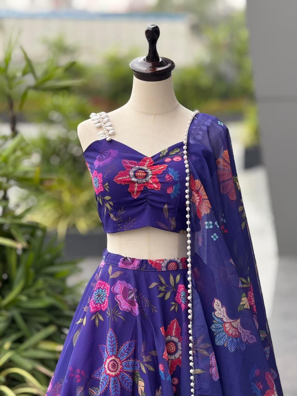 Blue Lehenga Choli Set Roohri