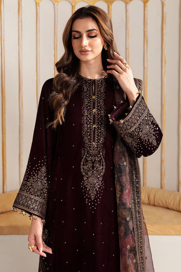 Velvet Embroidery Suit Set Roohri