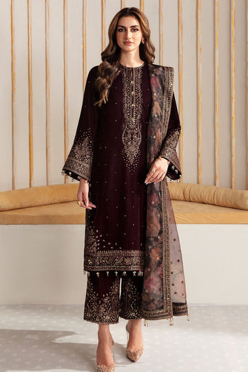Velvet Embroidery Suit Set Roohri