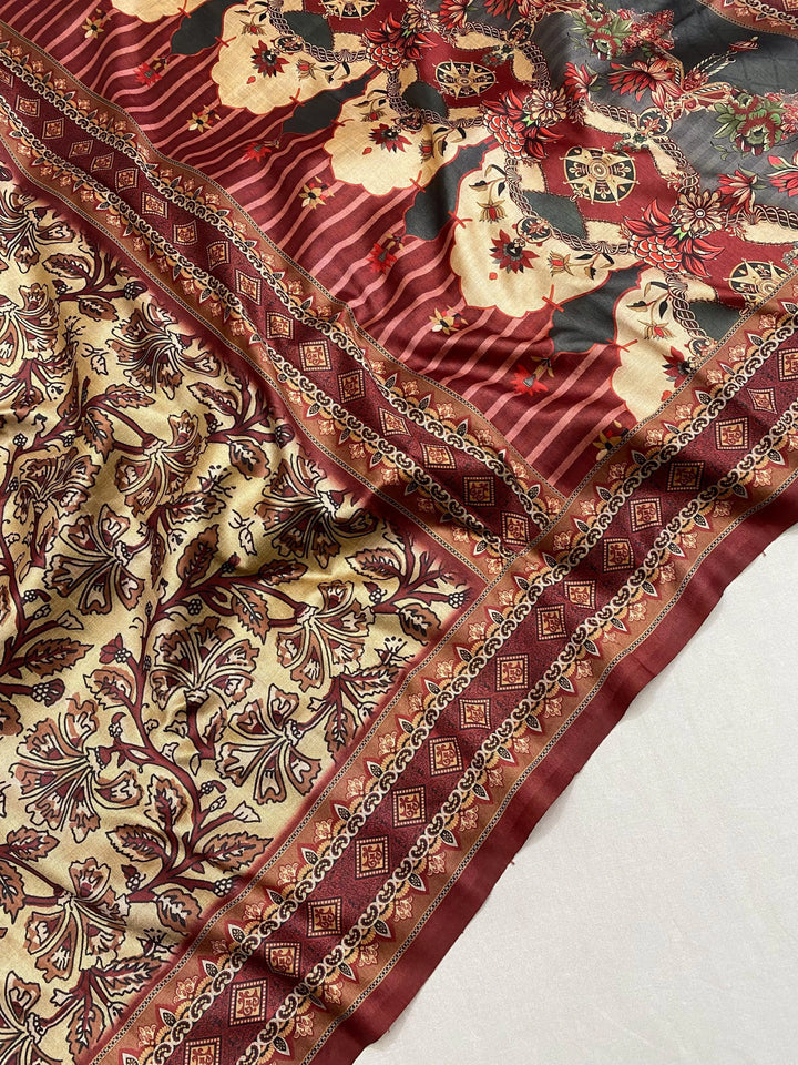 Beige Printed Saree Roohri