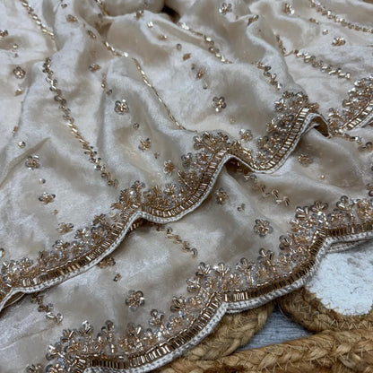 Beige Silk Saree Roohri