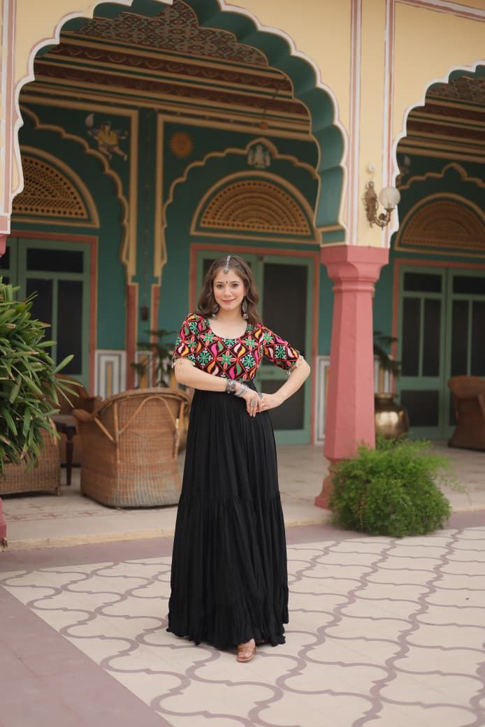 Black Anarkali Gown Roohri