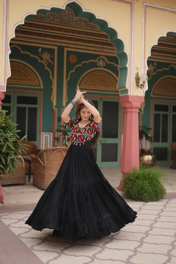 Black Anarkali Gown Roohri