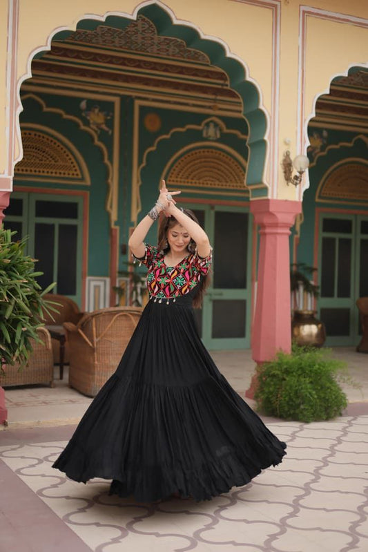 Black Anarkali Gown Roohri