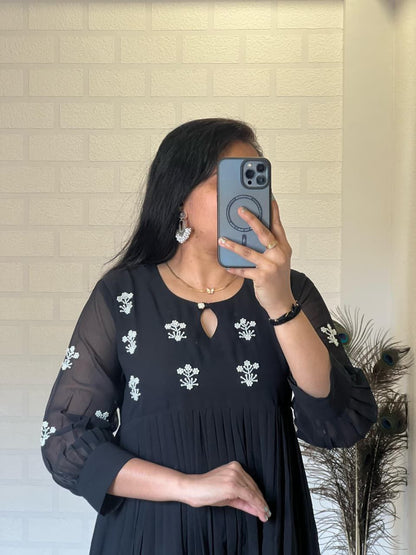 Black Anarkali Gown Roohri