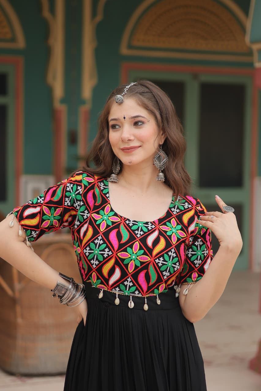 Black Anarkali Gown Roohri