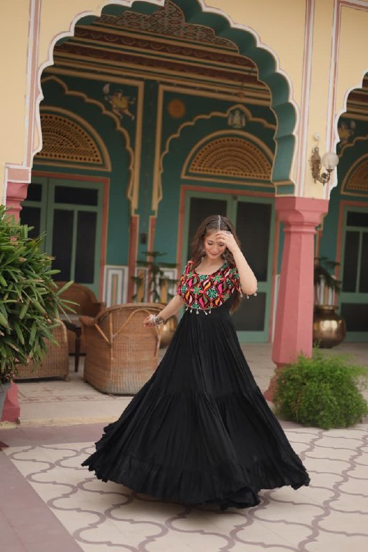 Black Anarkali Gown Roohri