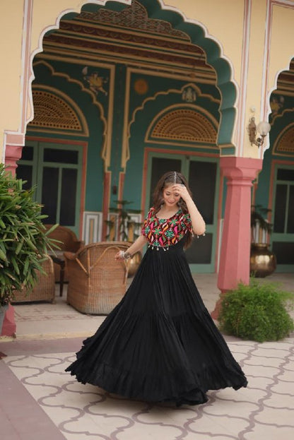 Black Anarkali Gown Roohri