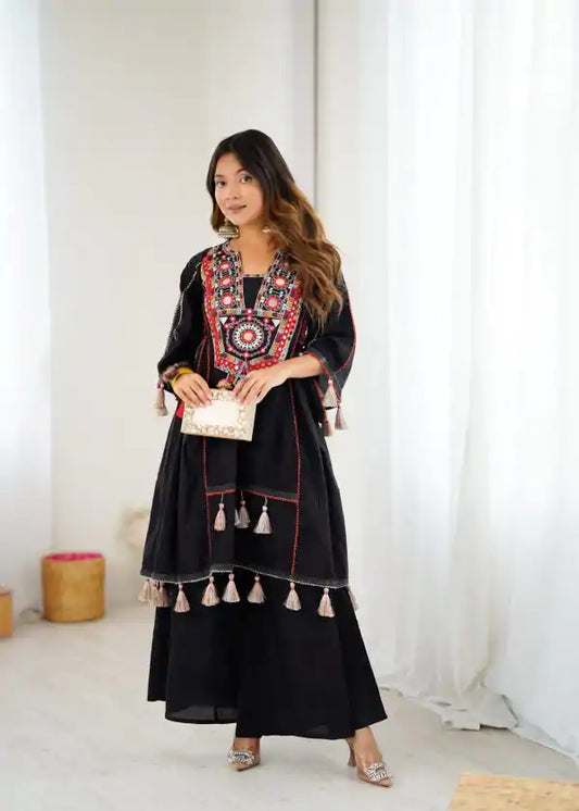 Black Khadi Co-ord Set Roohri