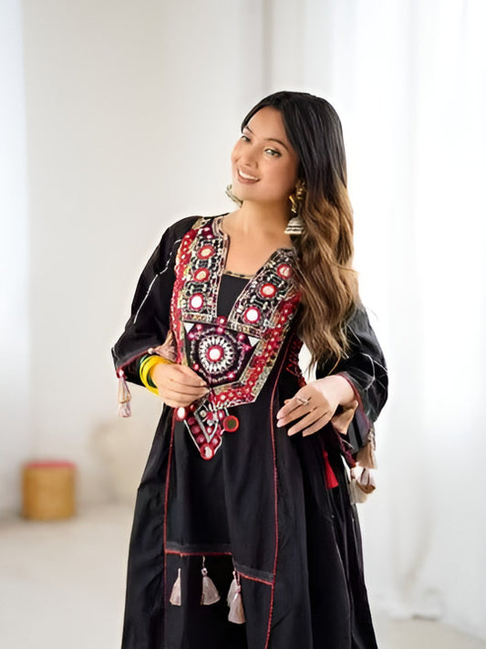Black Khadi Co-ord Set Roohri