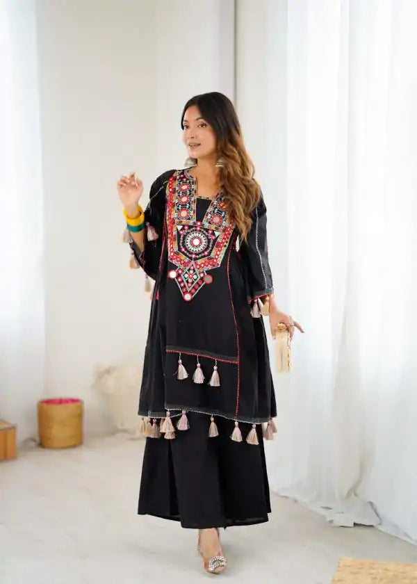 Black Khadi Co-ord Set Roohri