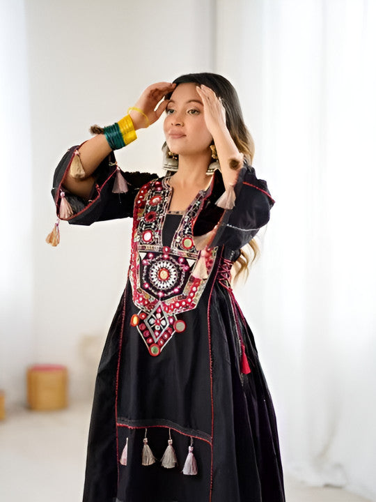 Black Khadi Co-ord Set Roohri
