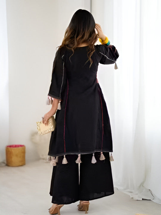 Black Khadi Co-ord Set Roohri