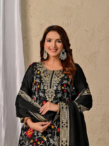 Black Palazzo Suit Set Roohri