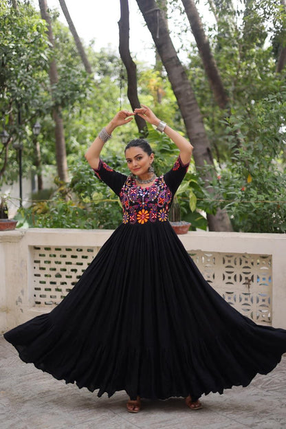 Black Rayon Anarkali Gown Roohri