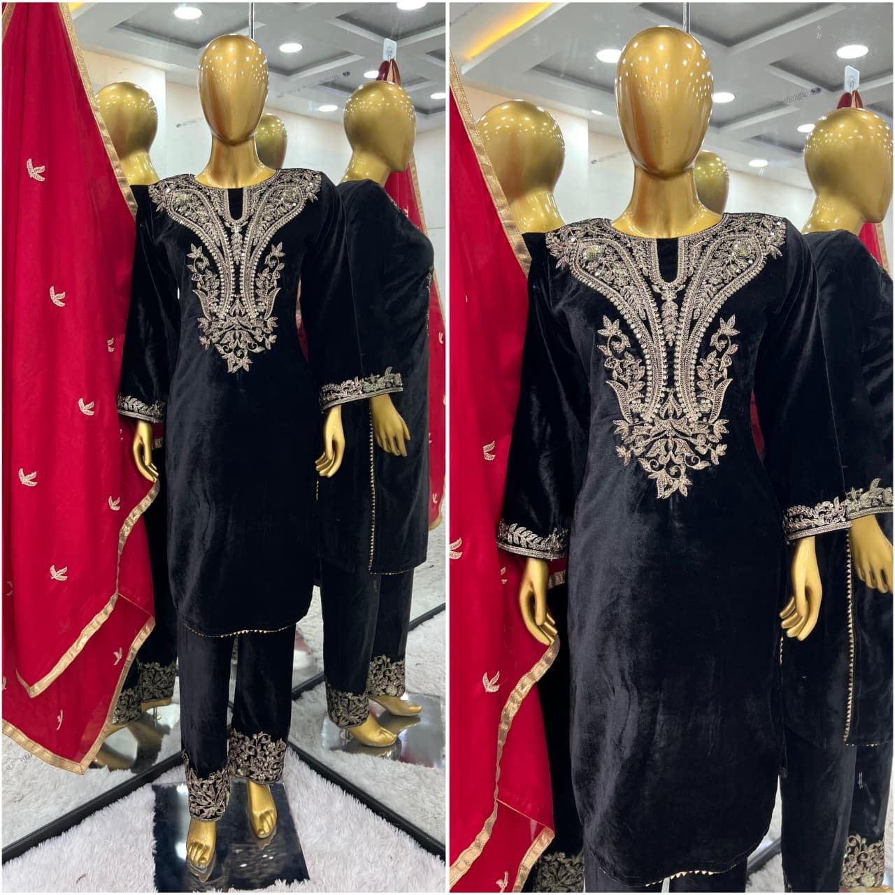 Black Velvet Suit Set Roohri