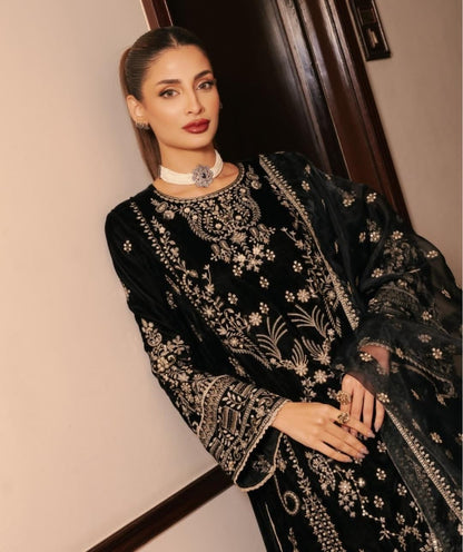Black Velvet Palazzo Suit Set Roohri