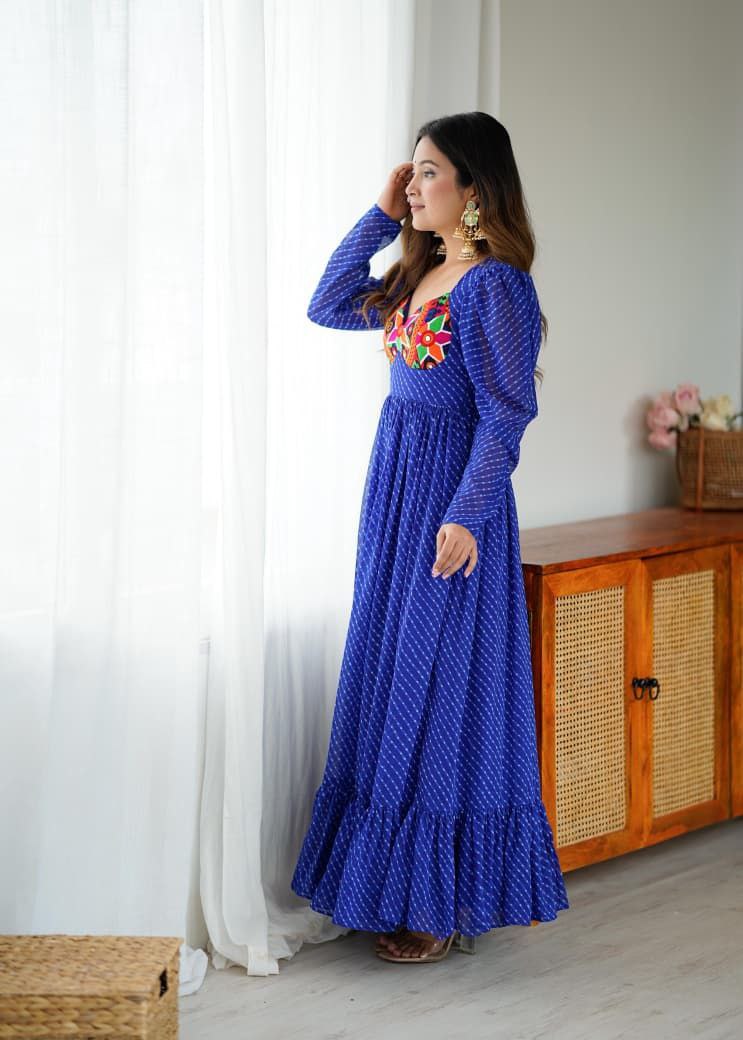 Blue Anarkali Gown Roohri