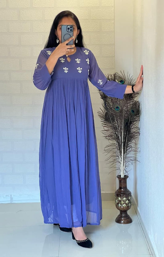 Blue Anarkali Gown Roohri