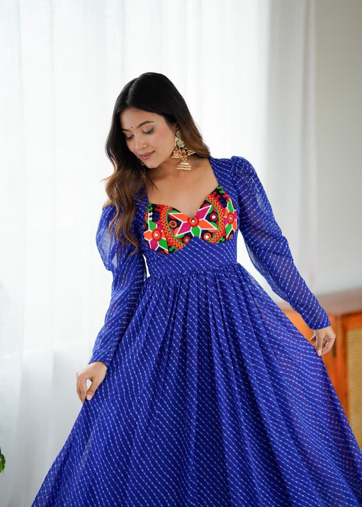 Blue Anarkali Gown Roohri