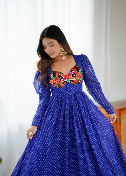 Blue Anarkali Gown Roohri
