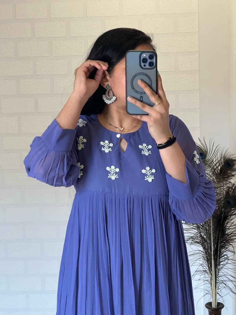 Blue Anarkali Gown Roohri