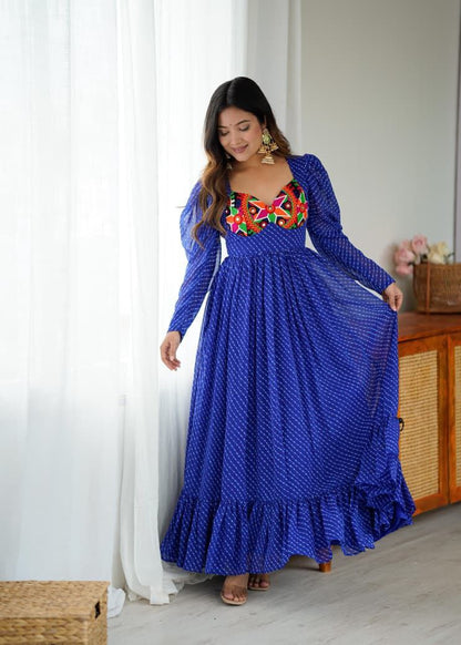 Blue Anarkali Gown Roohri