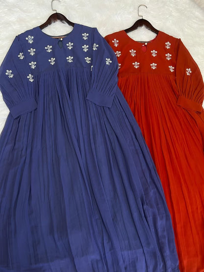 Blue Anarkali Gown Roohri