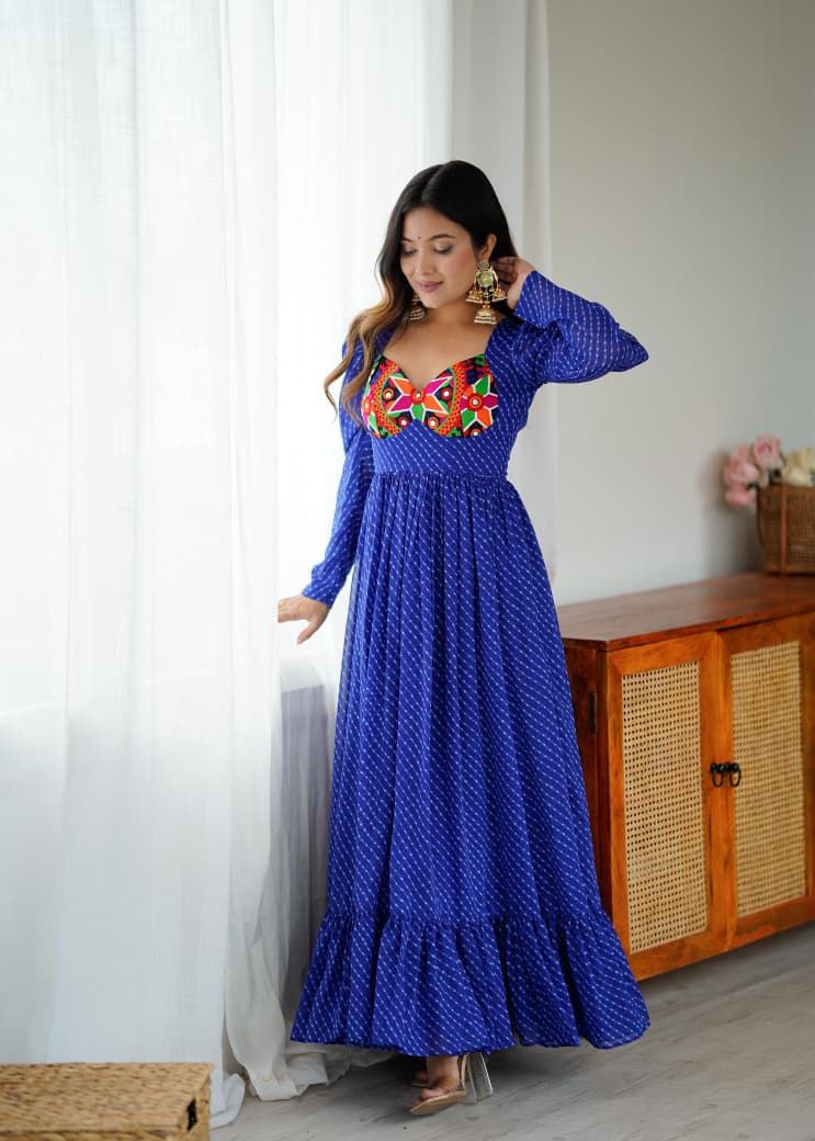 Blue Anarkali Gown Roohri