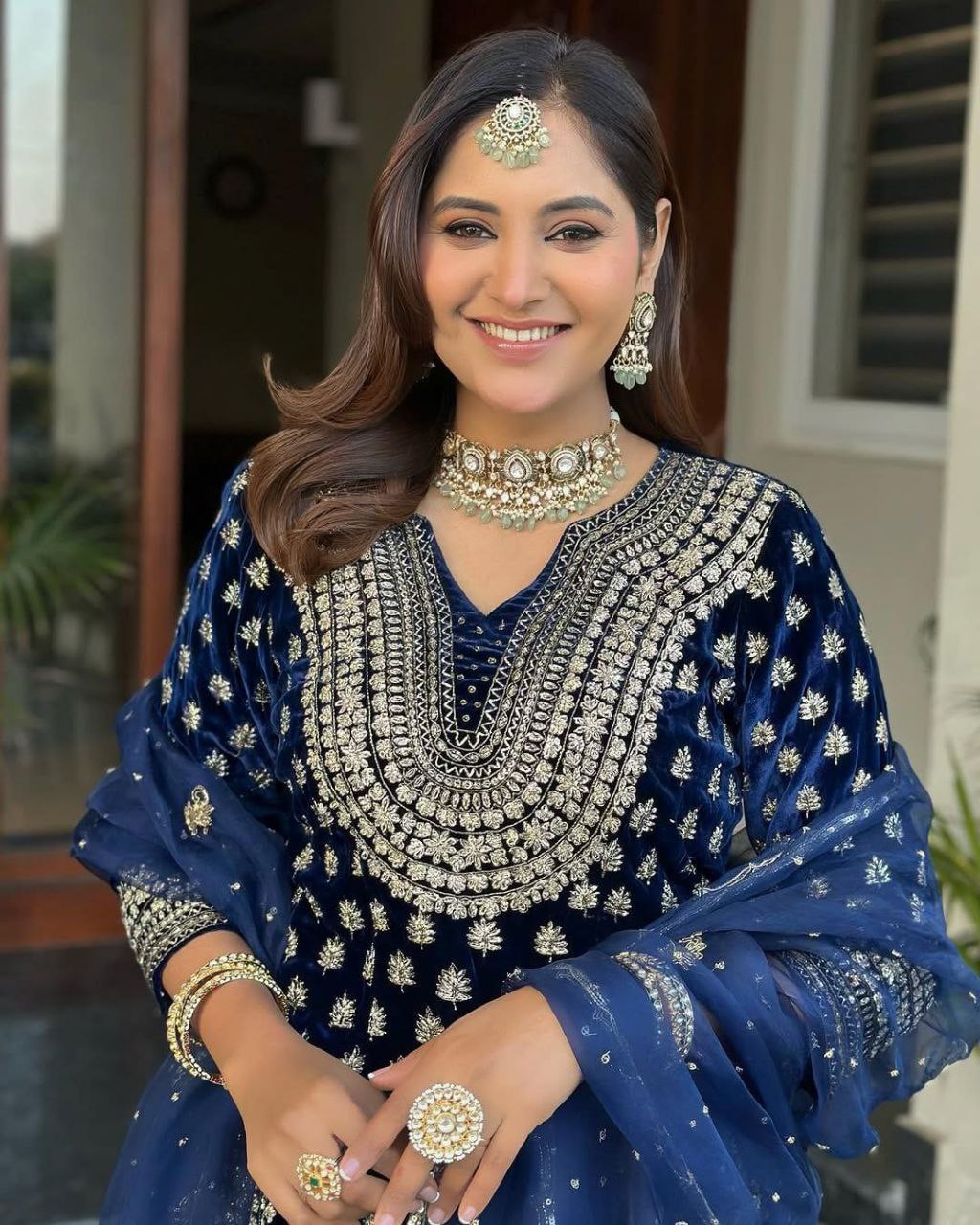 Blue Velvet Suit Set Roohri