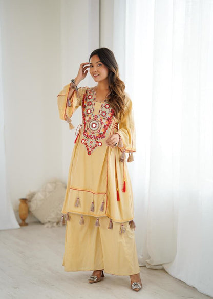 Cream Khadi Co-ord Set Roohri