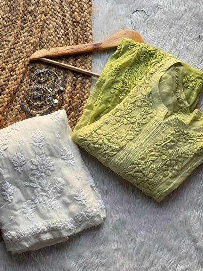 Viscose Chikankari Kurti Set Roohri