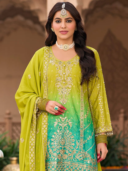 Green Palazzo Suit Set Roohri