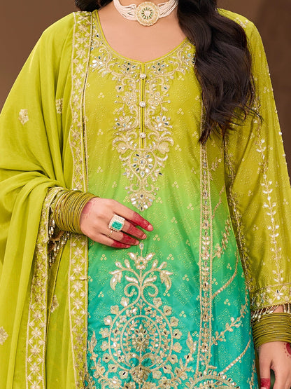 Green Palazzo Suit Set Roohri