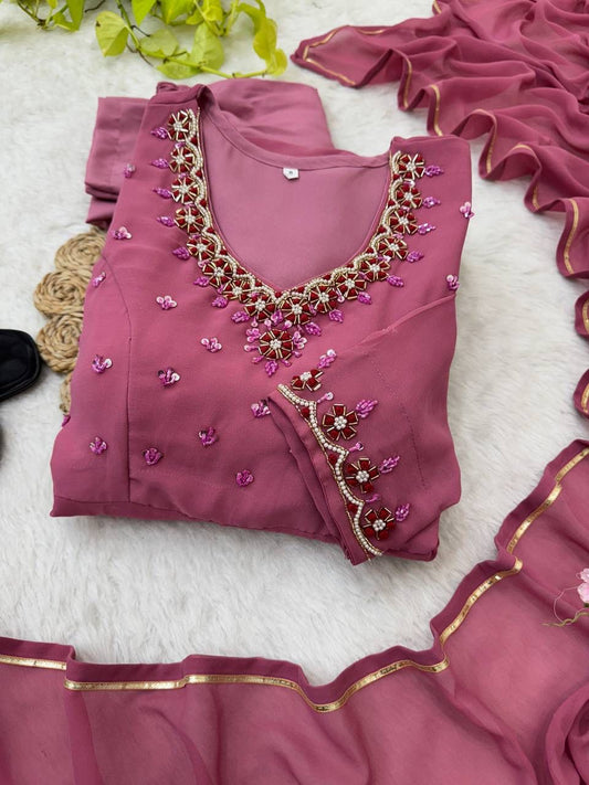 Hand Embroidered Anarkali Suit Set Roohri