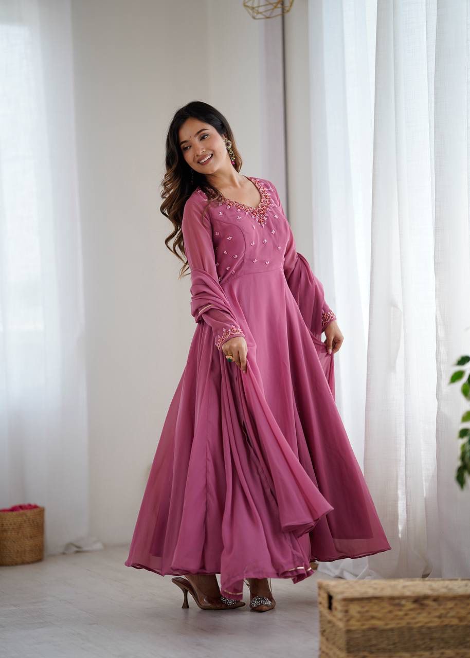 Hand Embroidered Anarkali Suit Set Roohri