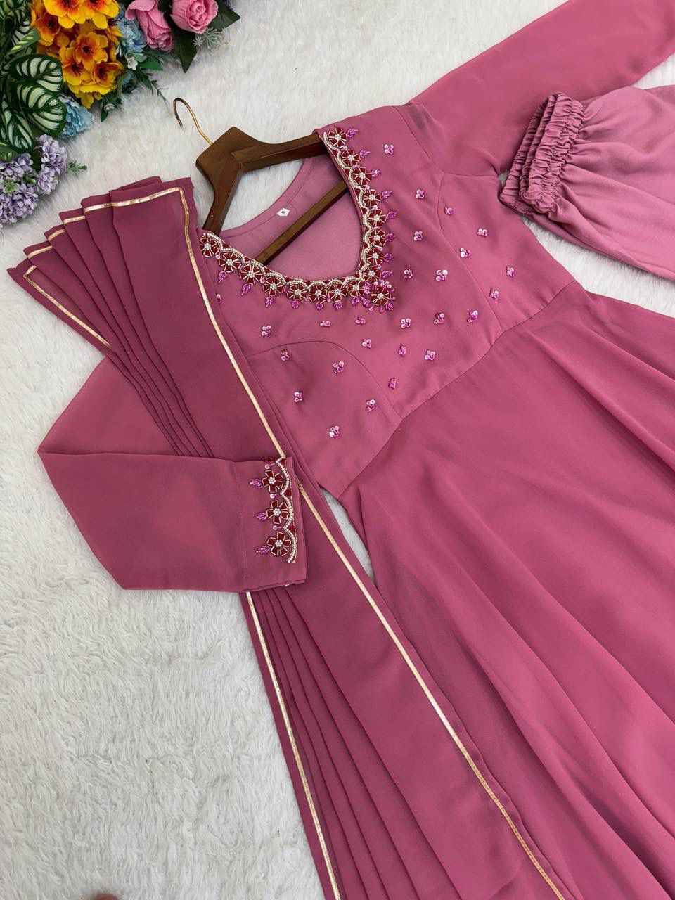 Hand Embroidered Anarkali Suit Set Roohri