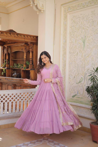 Lavender Anarkali Dupatta Set Roohri